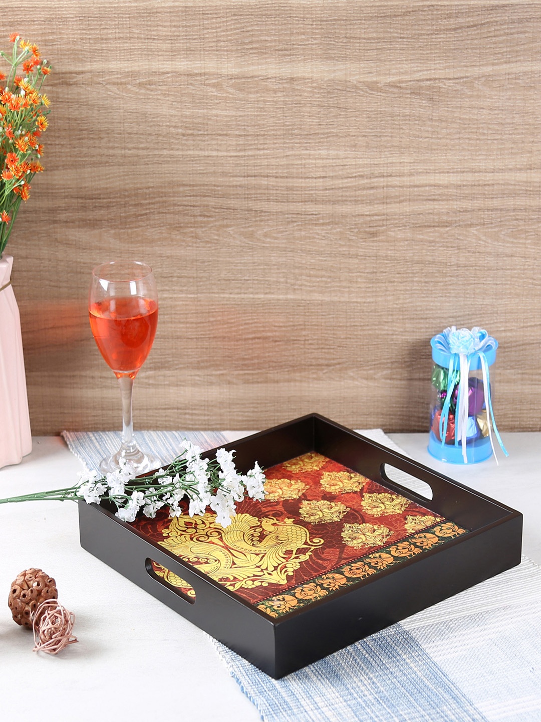 

Reinvention Factory Black & Multicoloured Printed Square Tray