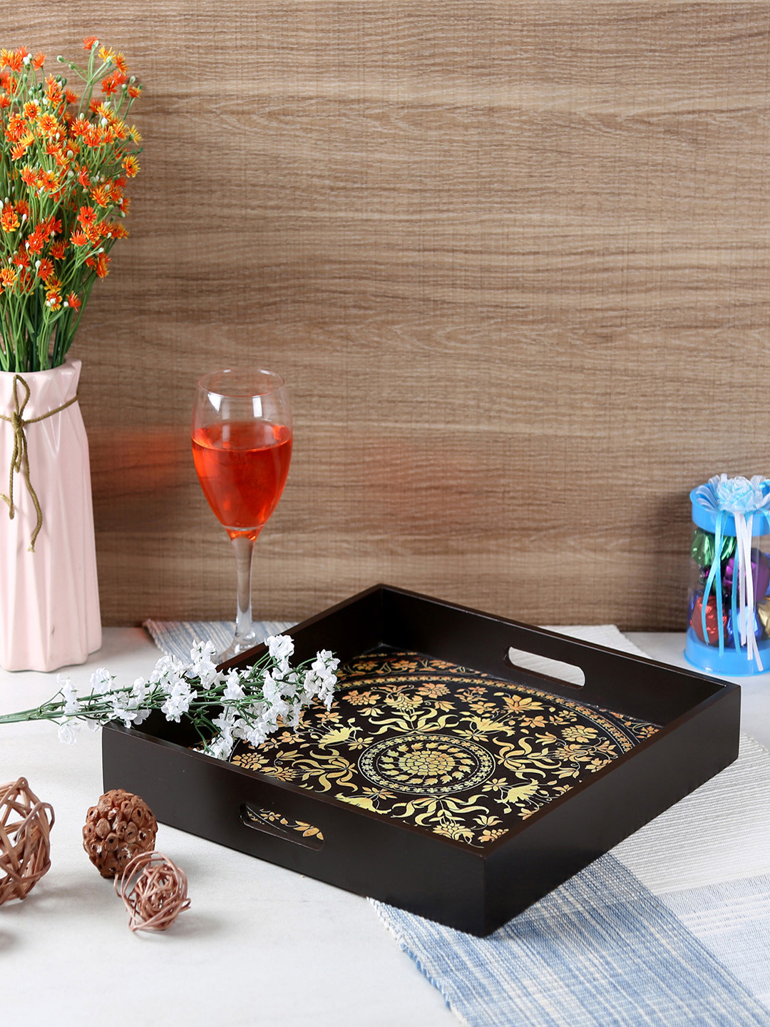 

Reinvention Factory Black & Yellow Printed Square Tray