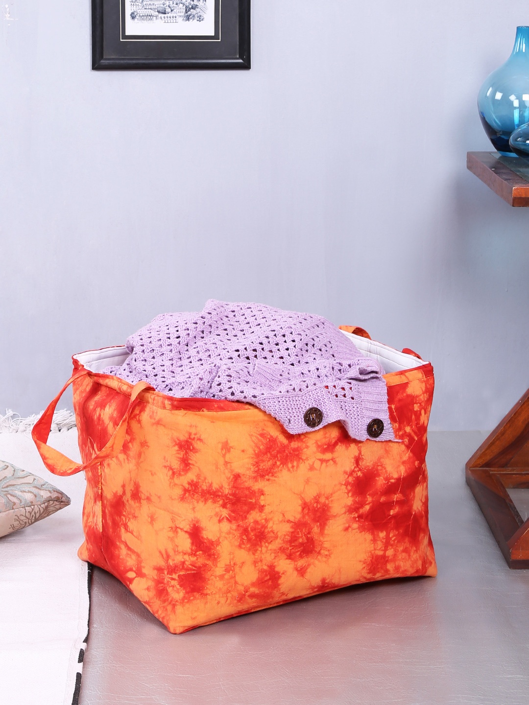 

Rajasthan Decor Orange & Red Printed Foldable Laundry Bag