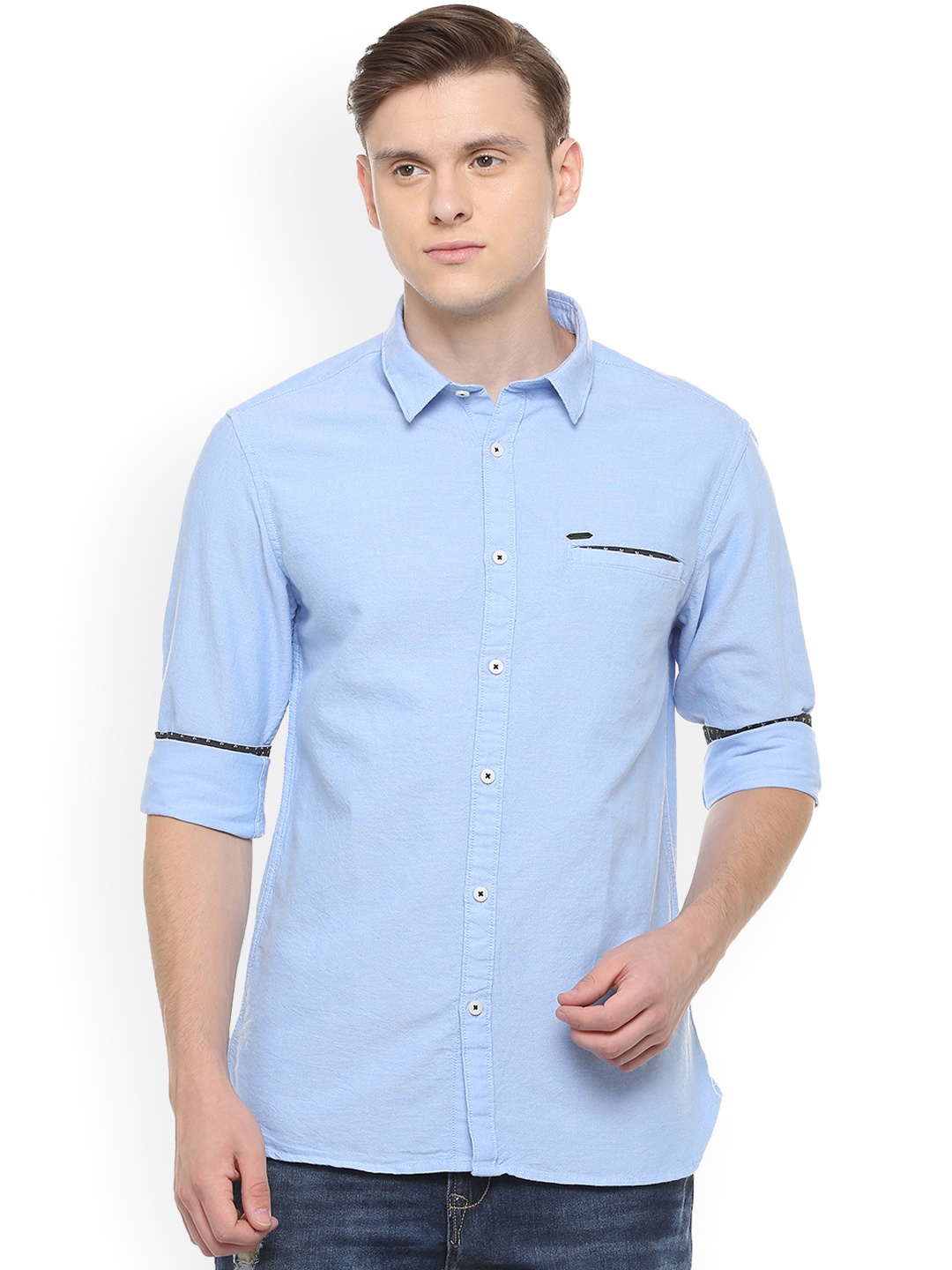 

People Men Blue Regular Fit Printed Casual Shirt