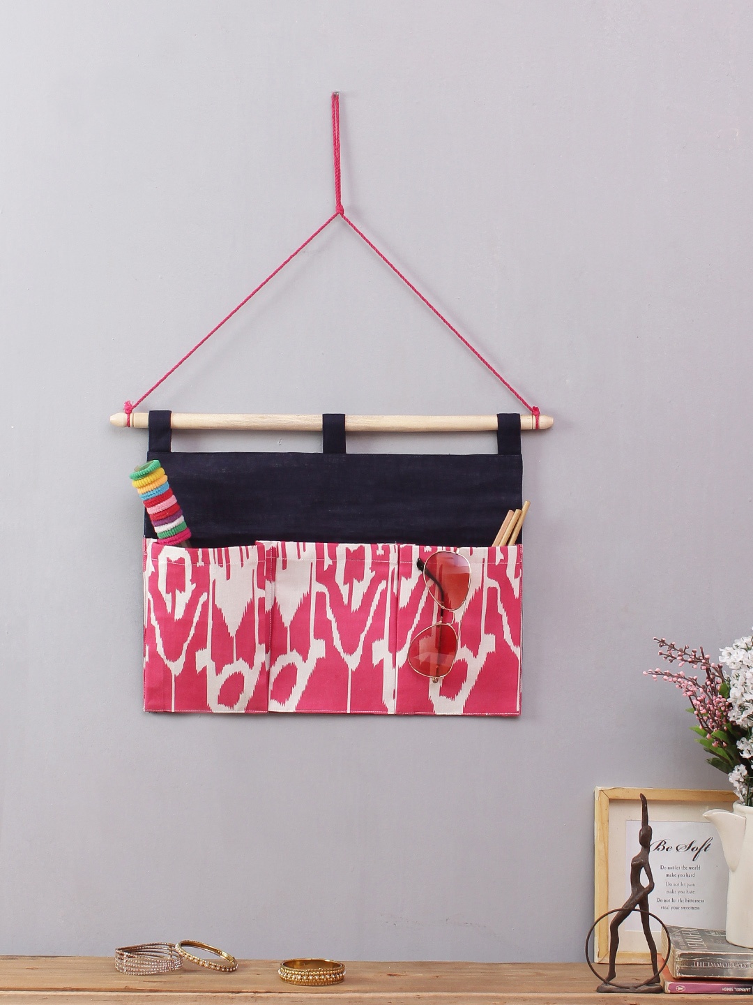 

Rajasthan Decor Pink & Black Printed Handbag Organiser