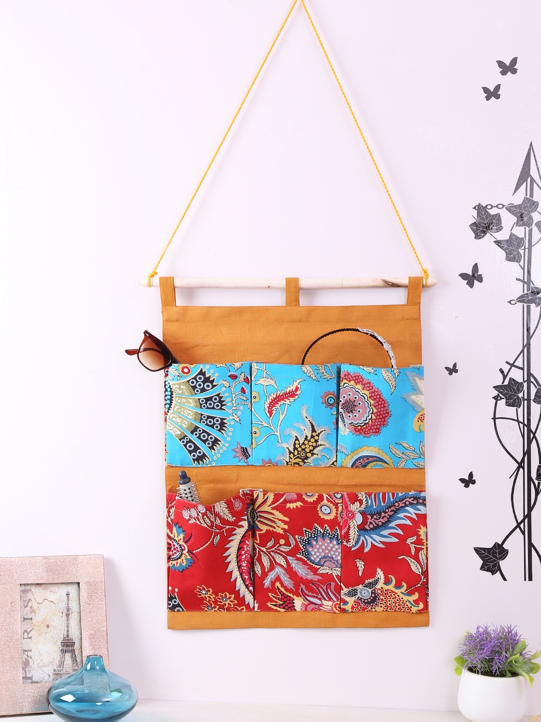 

Rajasthan Decor Mustard & Multicoloured Printed Handbag Organiser