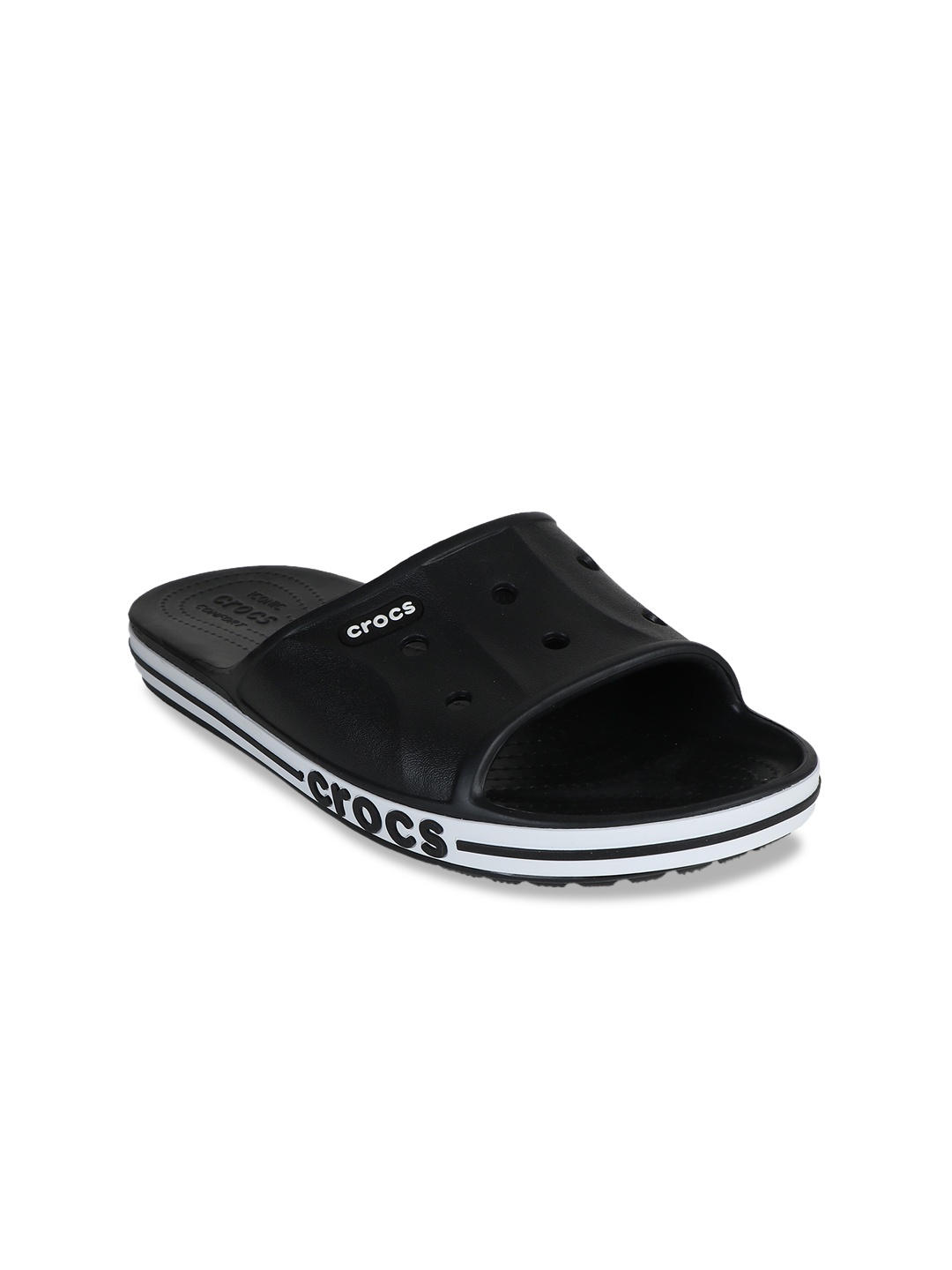 

Crocs Women Black & White Solid Sliders