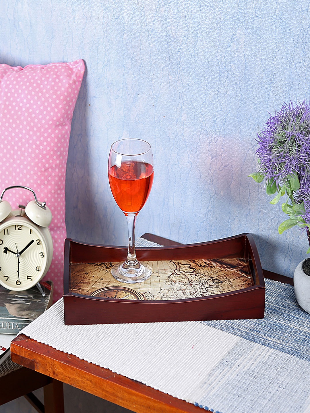 

Reinvention Factory Brown & Cream-Coloured Printed Small Serving Tray