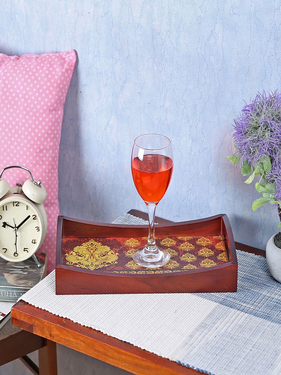 

Reinvention Factory Brown & Multicoloured Printed Small Serving Tray