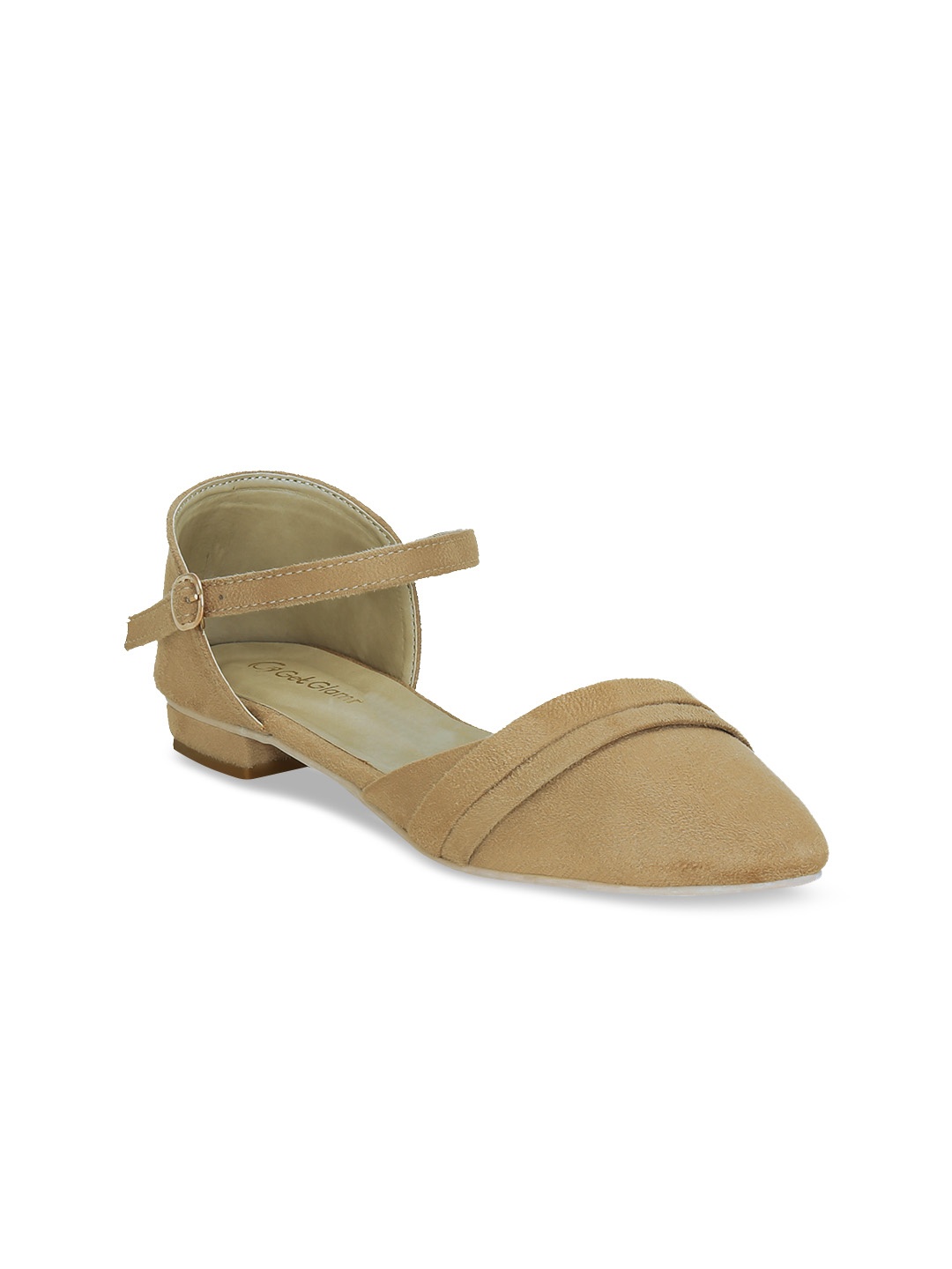 

Get Glamr Women Beige Solid Synthetic Suede Mules