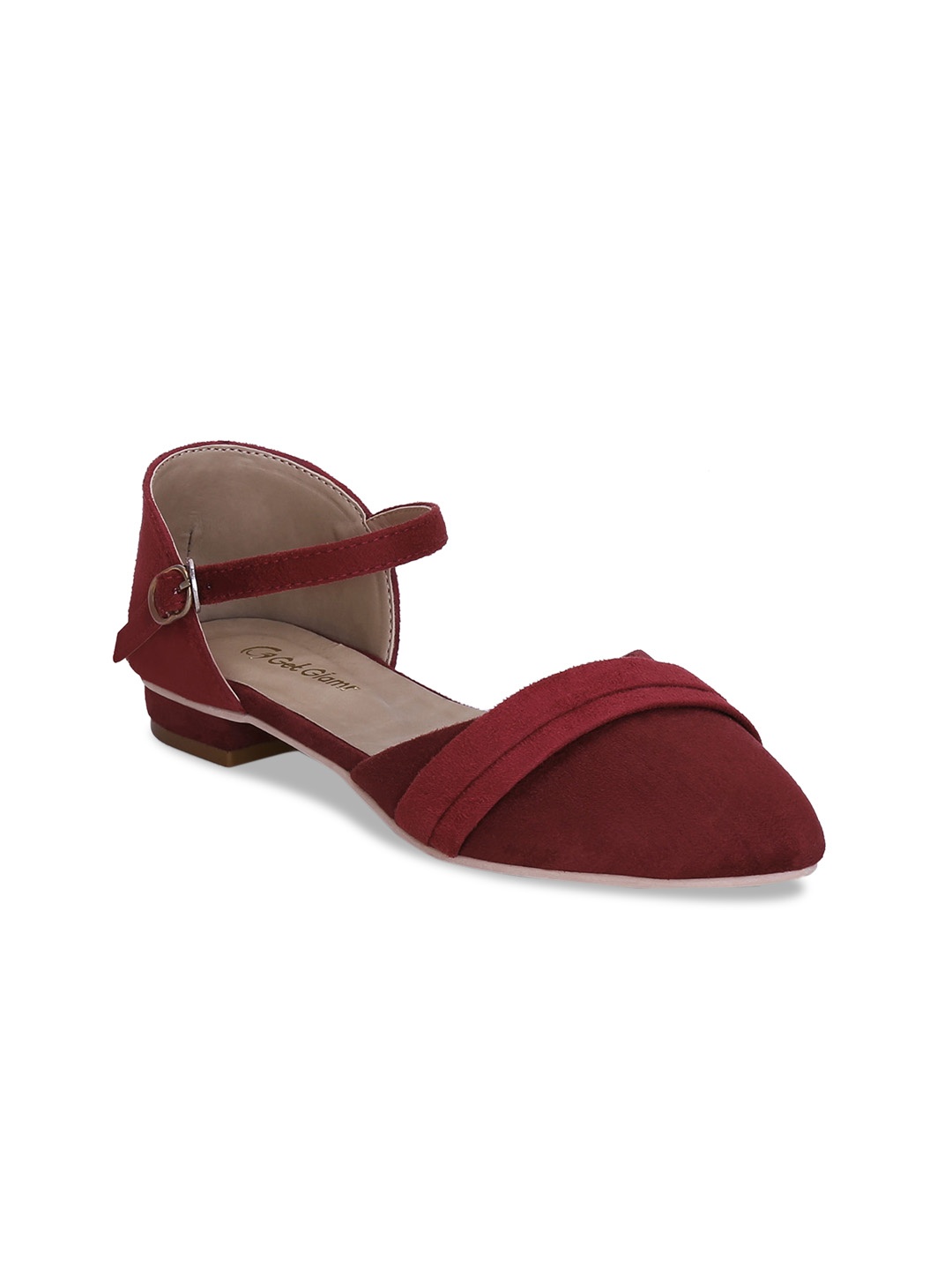 

Get Glamr Women Maroon Solid Synthetic Suede Mules