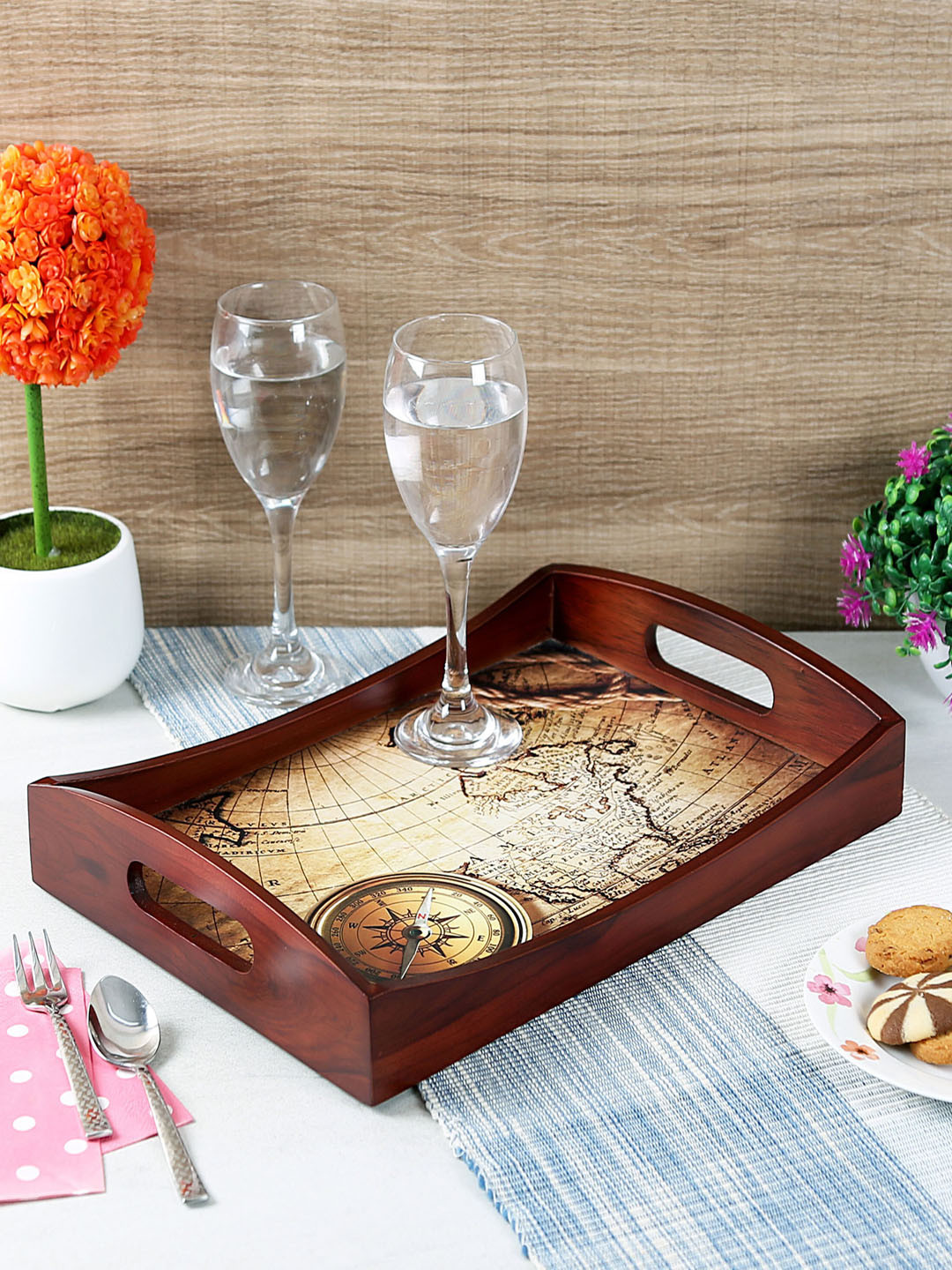 

Reinvention Factory Brown & Cream-Coloured Printed Medium Serving Tray