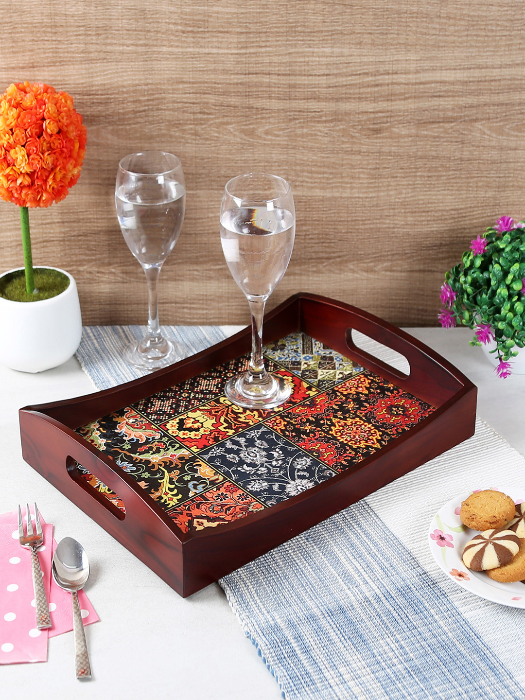 

Reinvention Factory Brown Printed Medium Serving Tray