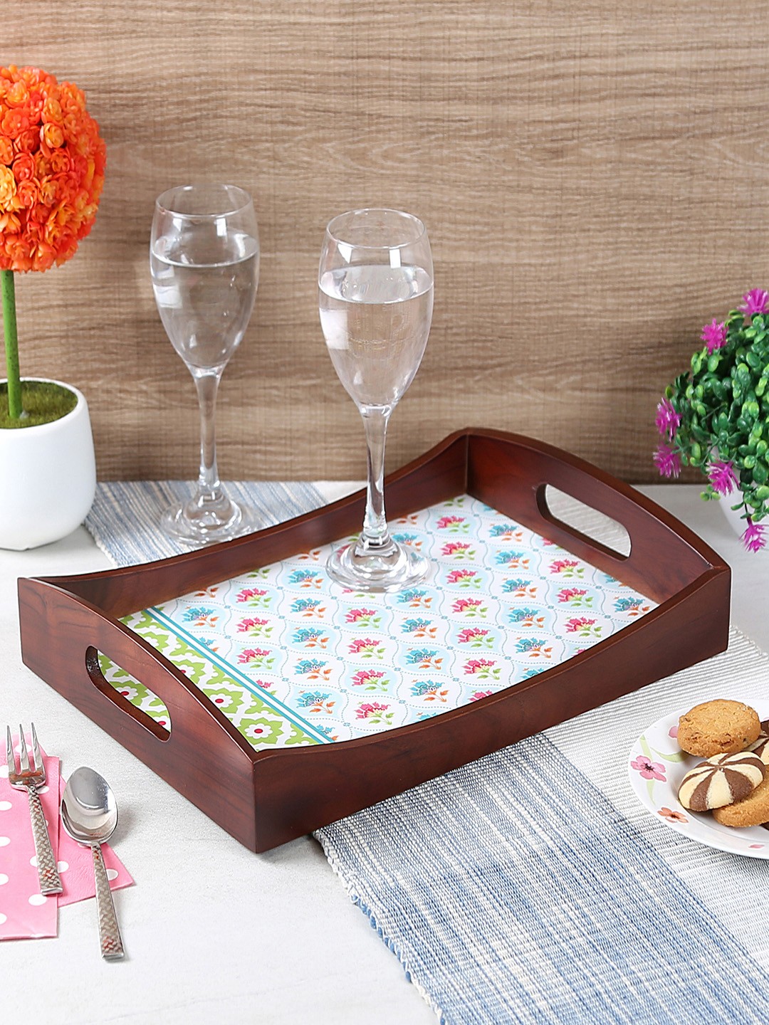 

Reinvention Factory Brown & White Printed Medium Serving Tray