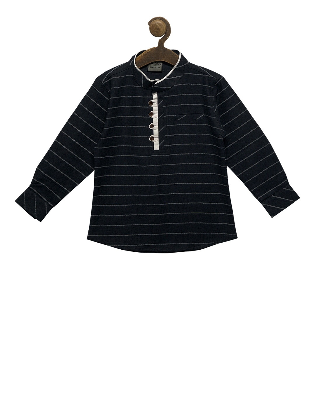 

RIKIDOOS Boys Black Striped Straight Kurta