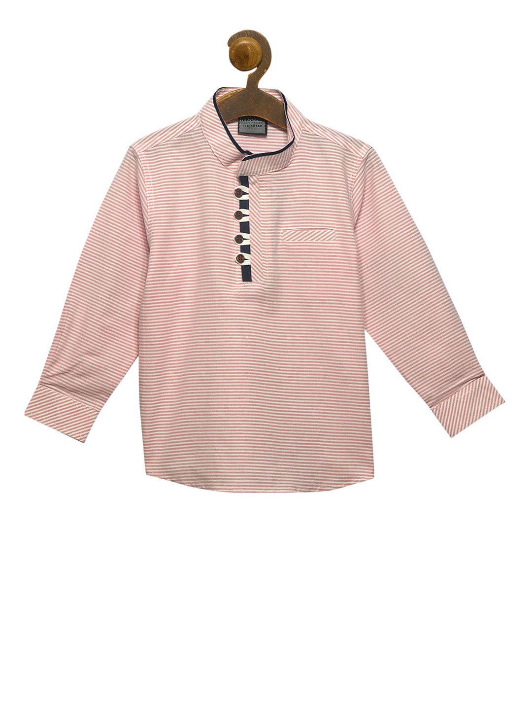 

RIKIDOOS Boys Pink Striped Straight Kurta