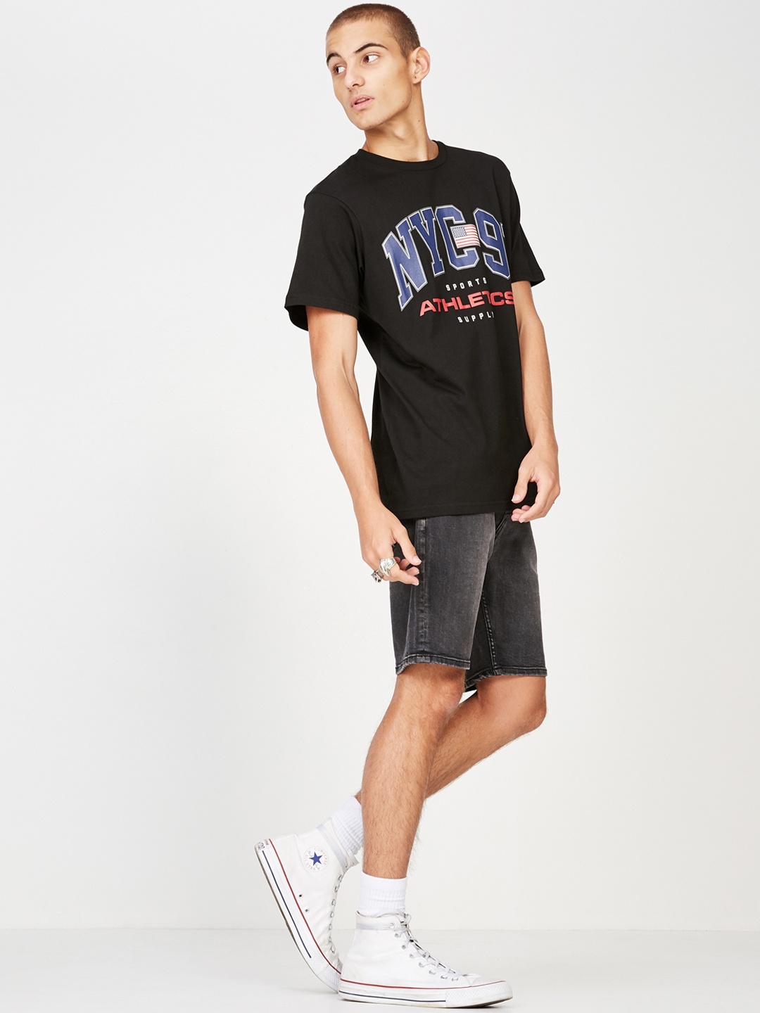 

COTTON ON Men Black Printed Round Neck T-shirt