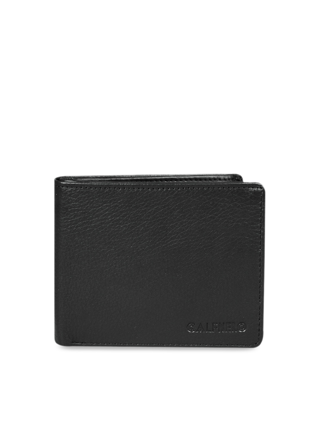 

CALFNERO Men Black Solid Leather Two Fold Wallet