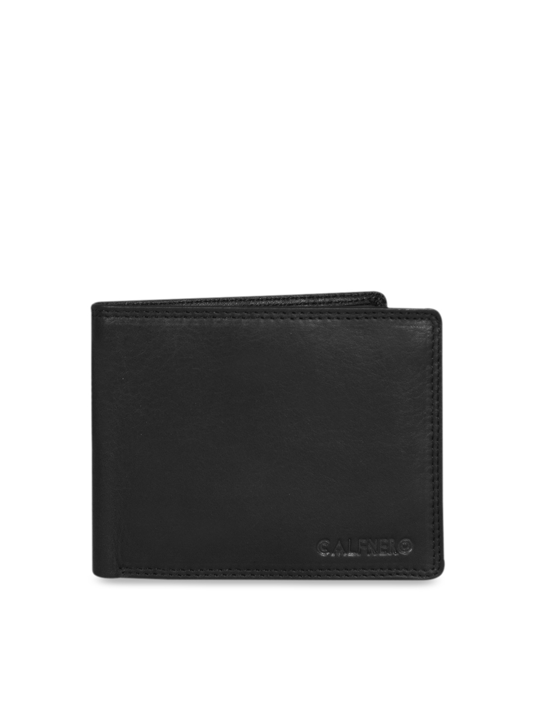 

CALFNERO Men Black Solid Leather Two Fold Wallet