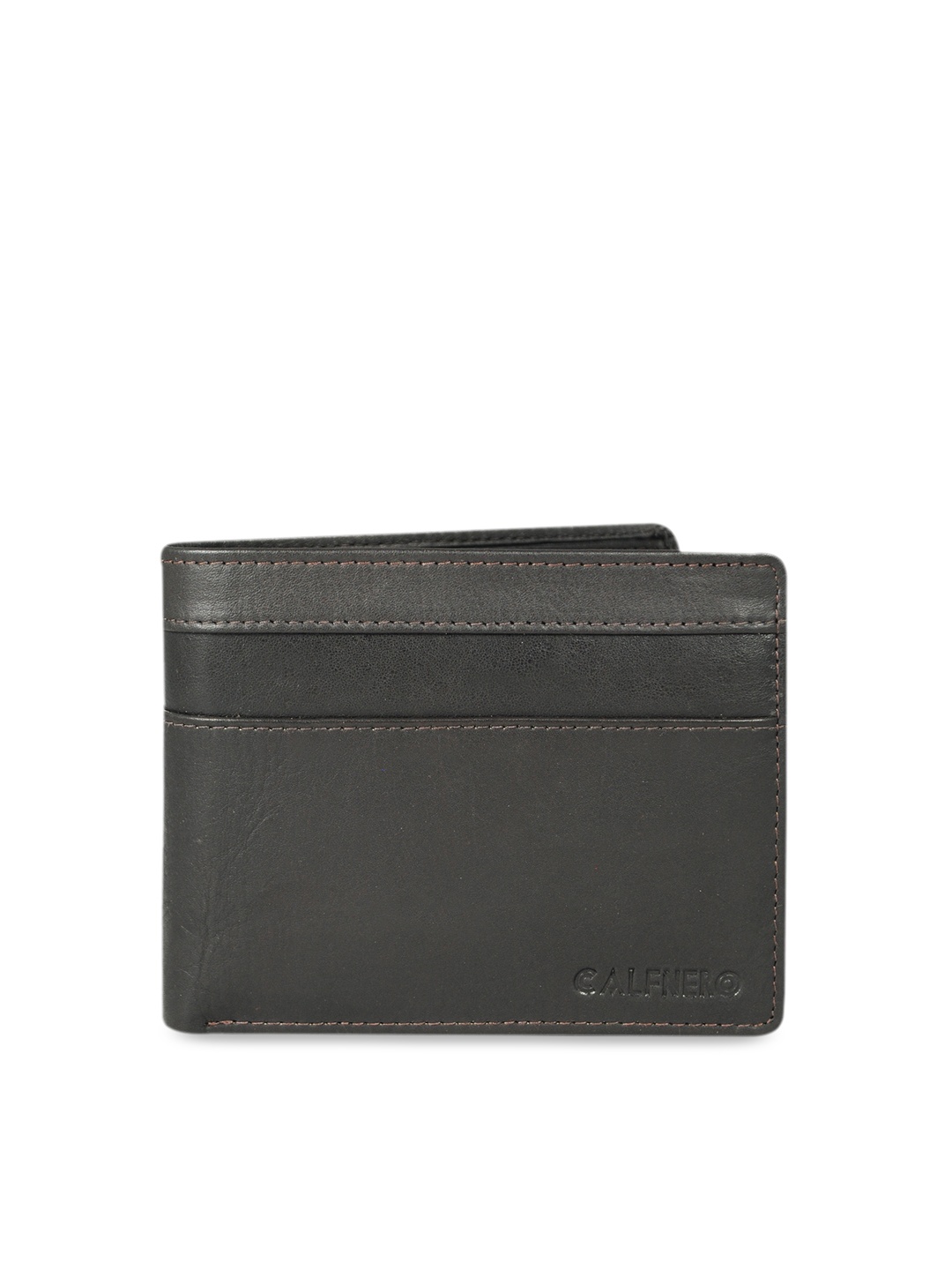 

CALFNERO Men Brown Solid Leather Two Fold Wallet