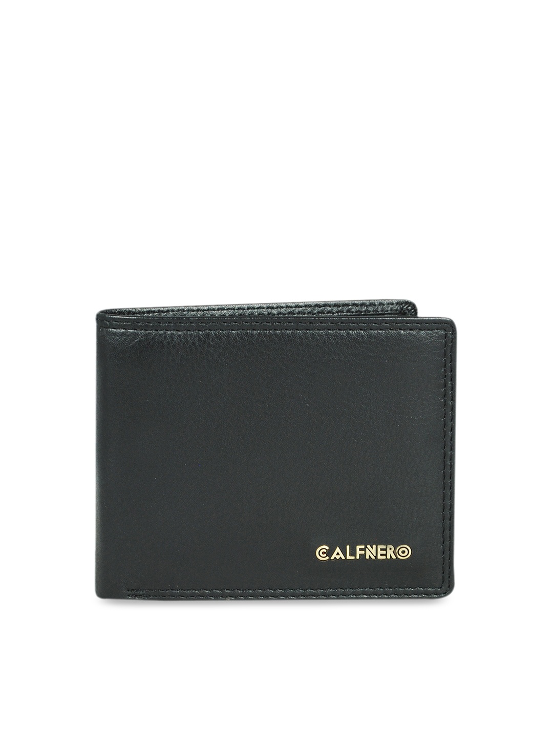 

CALFNERO Men Black Solid Leather Two Fold Wallet