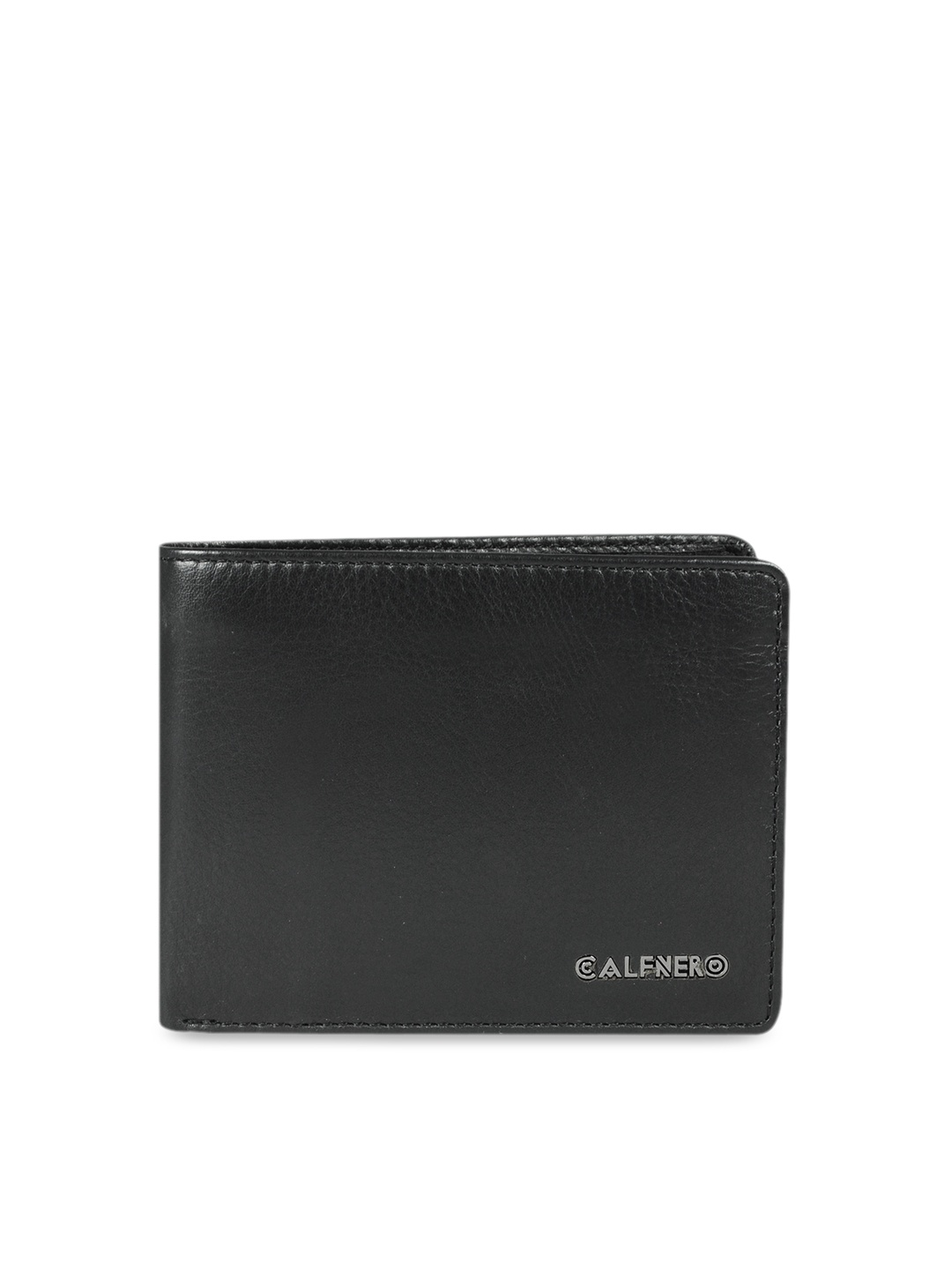 

CALFNERO Men Black Solid Leather Two Fold Wallet