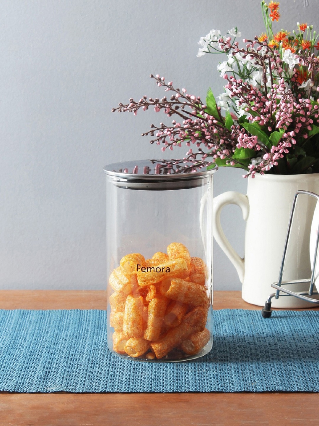 

Femora Set of 2 Transparent Glass Jars with Lids