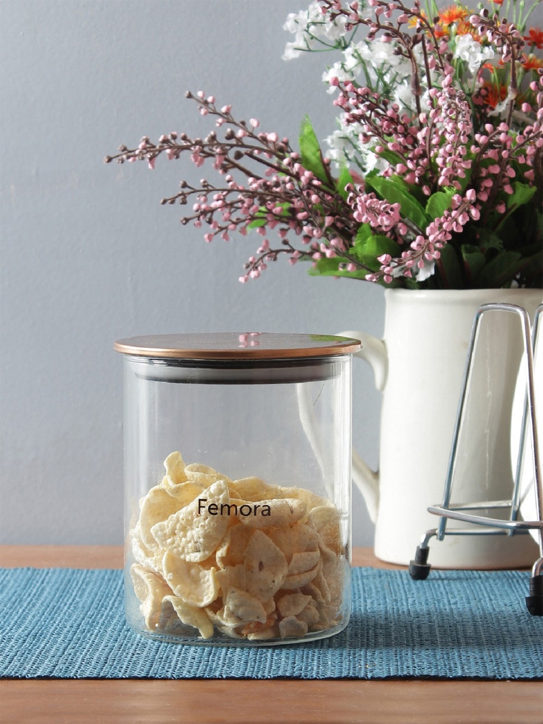 

Femora Set of 2 Transparent Glass Jars with Lids