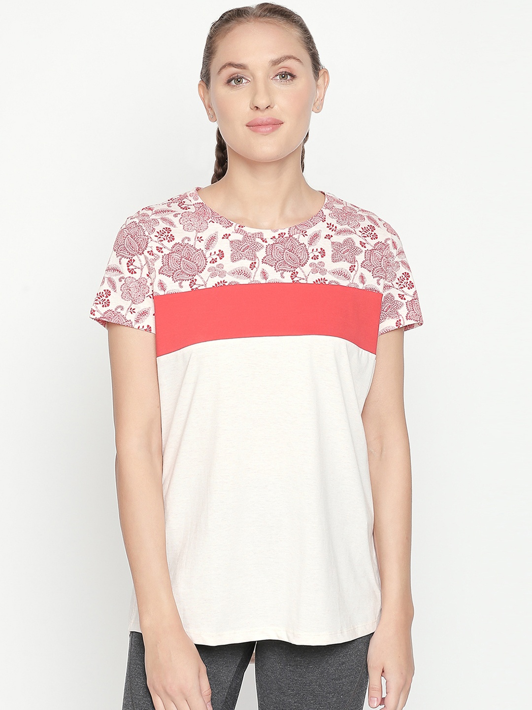 

Ajile by Pantaloons Women Red Printed Pure Cotton Top