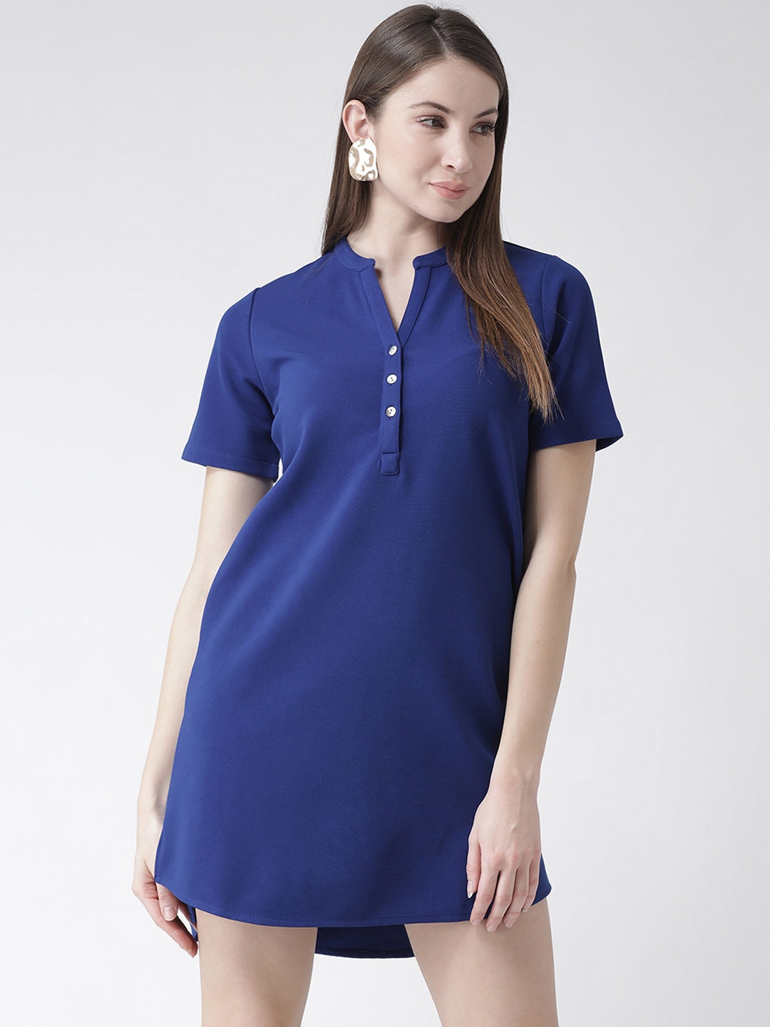 

The Vanca Women Blue Solid A-Line Dress