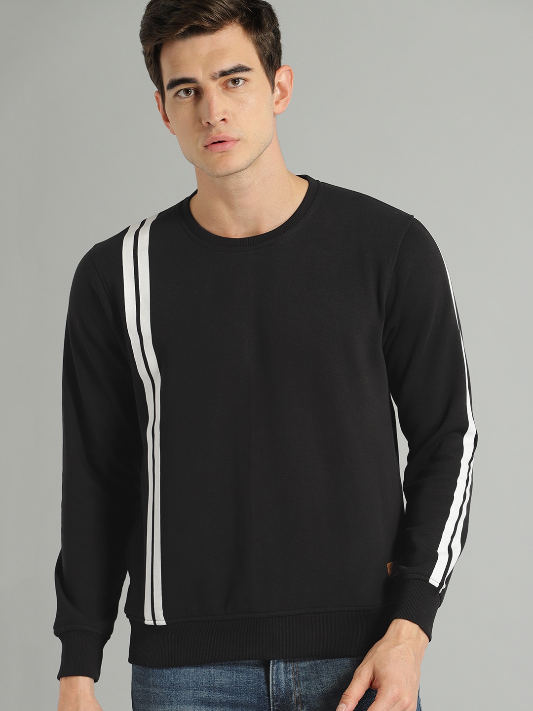 

The Roadster Lifestyle Co Men Black Solid Sweatshirt