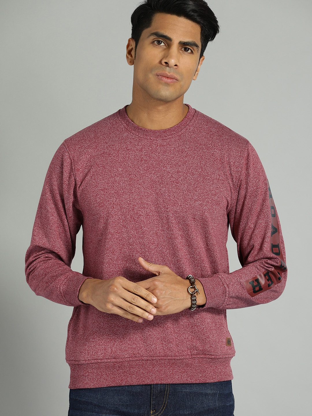 

The Roadster Lifestyle Co Men Red Solid Sweatshirt