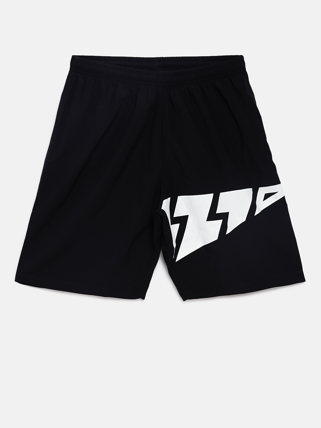 

321 Sportswear Boys Black Printed Regular Fit Sports Shorts