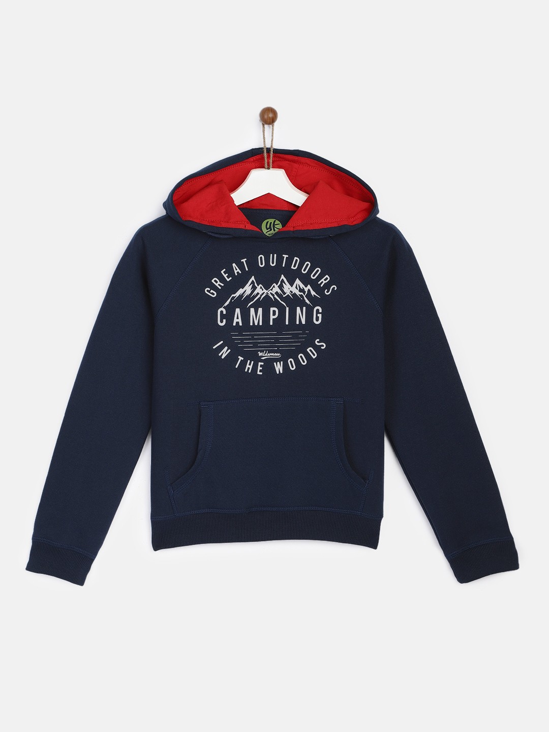 

YK Boys Navy Blue Printed Hooded Sweatshirt