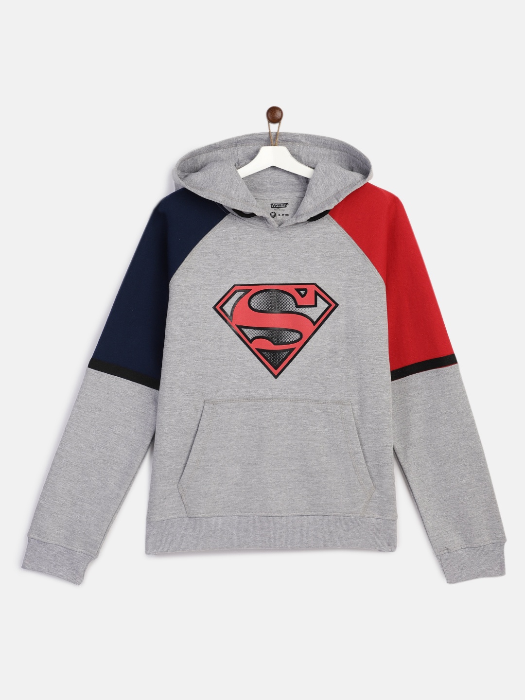 

YK Justice League Boys Grey Melange Printed Hooded Sweatshirt