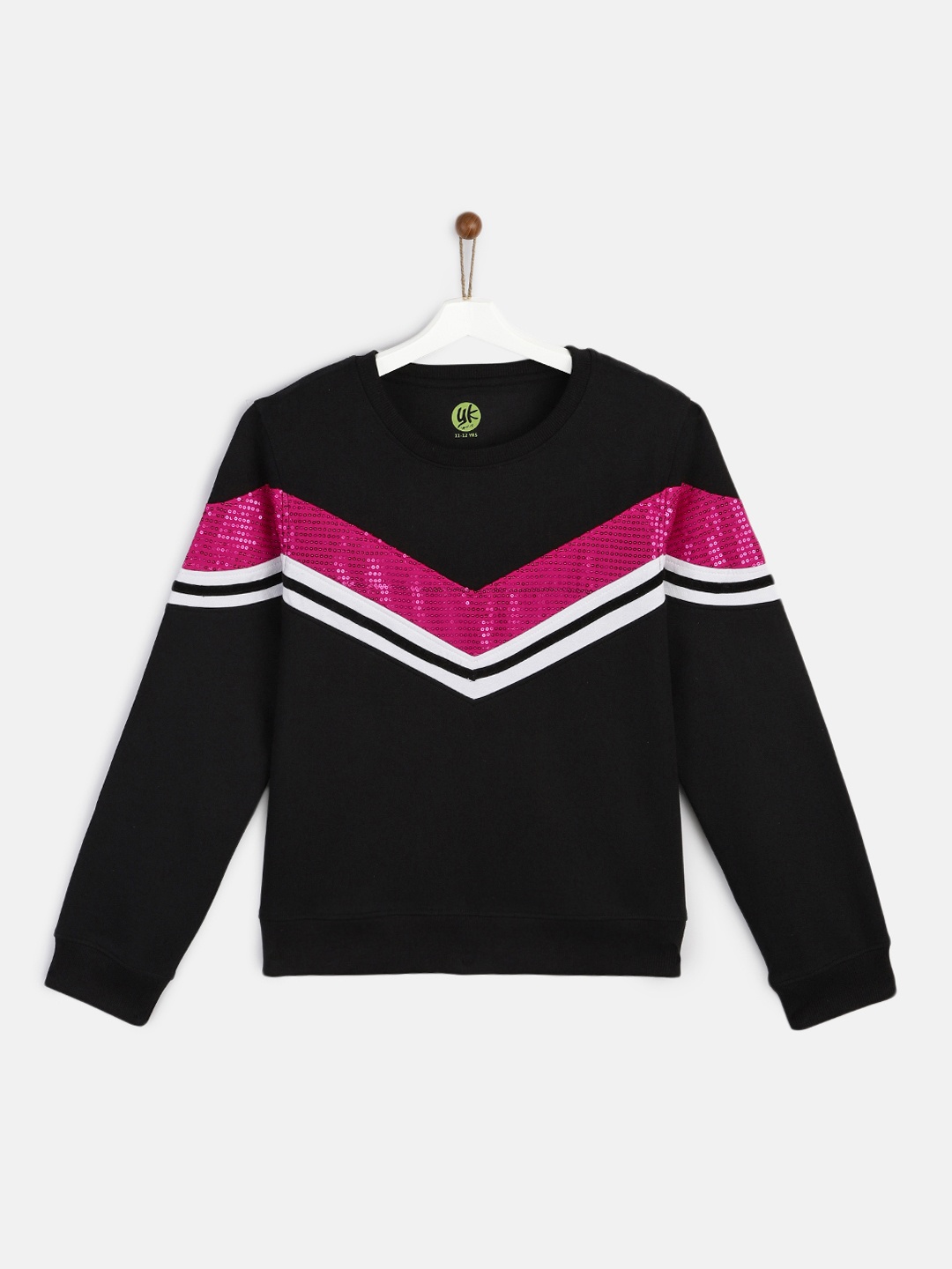 

YK Girls Black & Pink Sequinned Sweatshirt