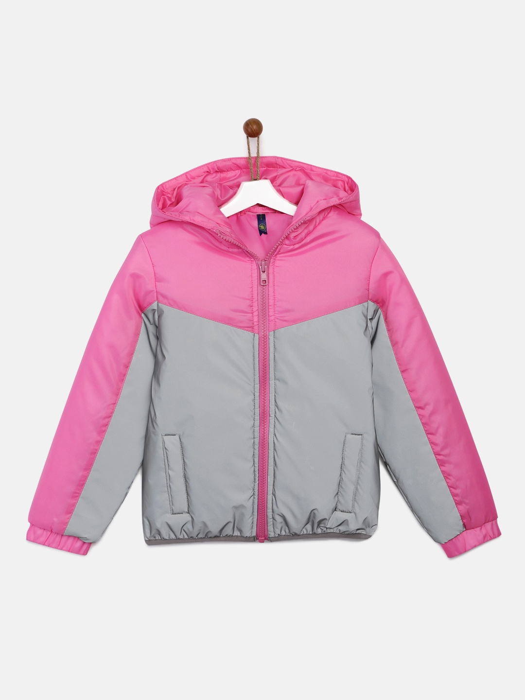 

YK Girls Pink & Grey Colourblocked Padded Jacket