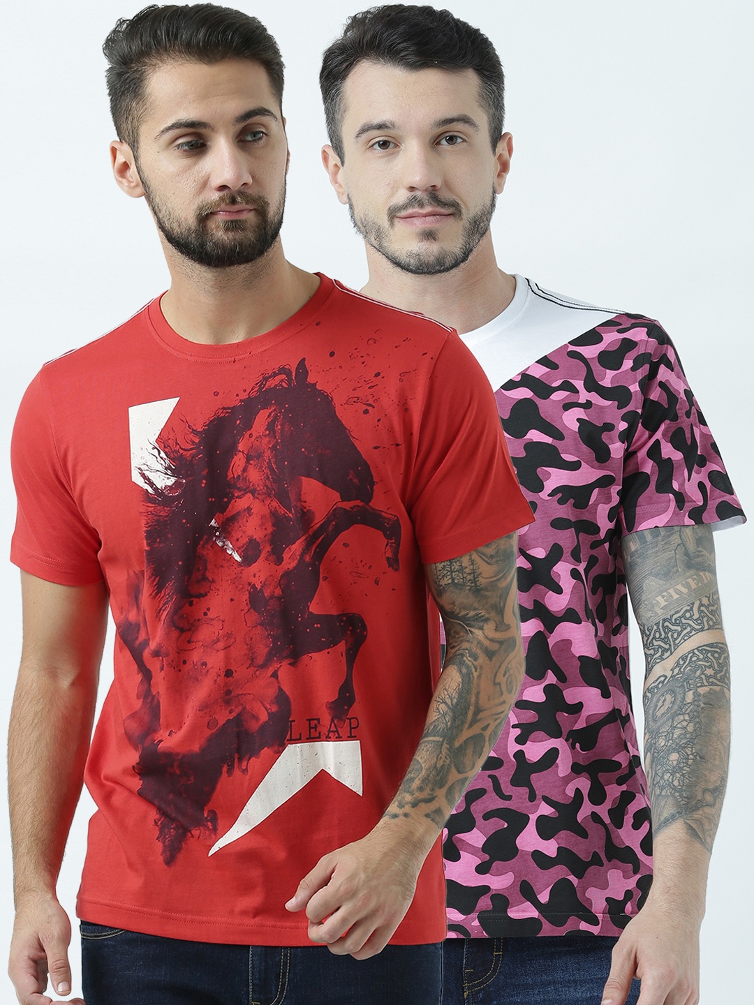 

Huetrap Men Pack of 2 Printed T-shirts, White