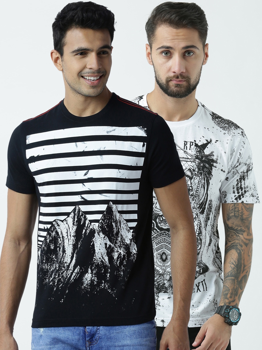 

Huetrap Men Pack of 2 Printed T-Shirts, White