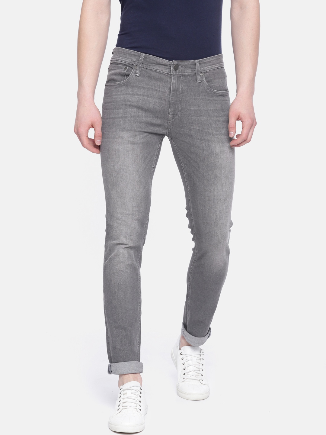 

Jack & Jones Men Grey Ben Skinny Fit Low-Rise Clean Look Stretchable Jeans