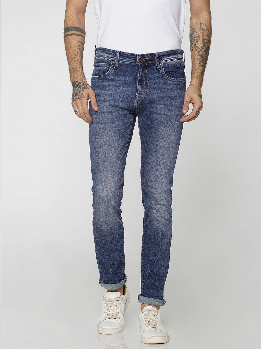 

Jack & Jones Men Blue Ben Skinny Fit Low-Rise Clean Look Stretchable Jeans