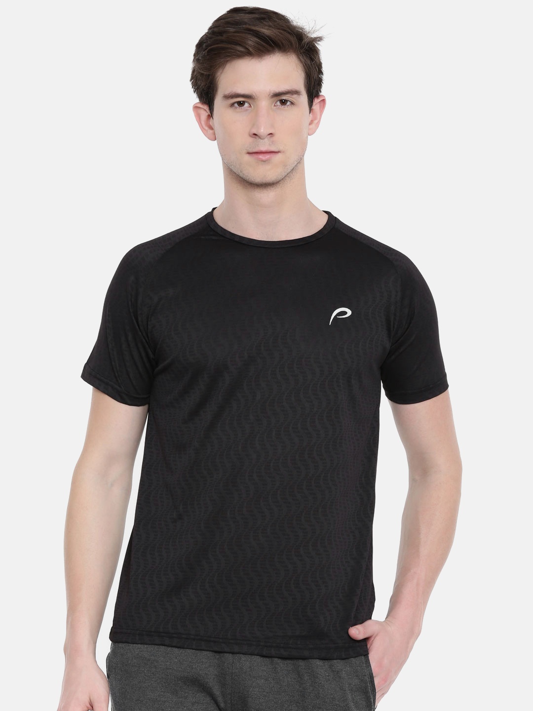 

Proline Active Men Black Self Design Round Neck T-shirt