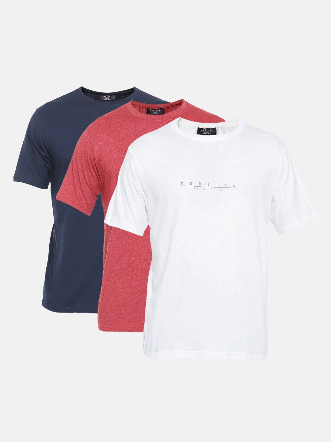 

Proline Active Men Pack of 3 Pure Cotton T-shirts, Navy blue