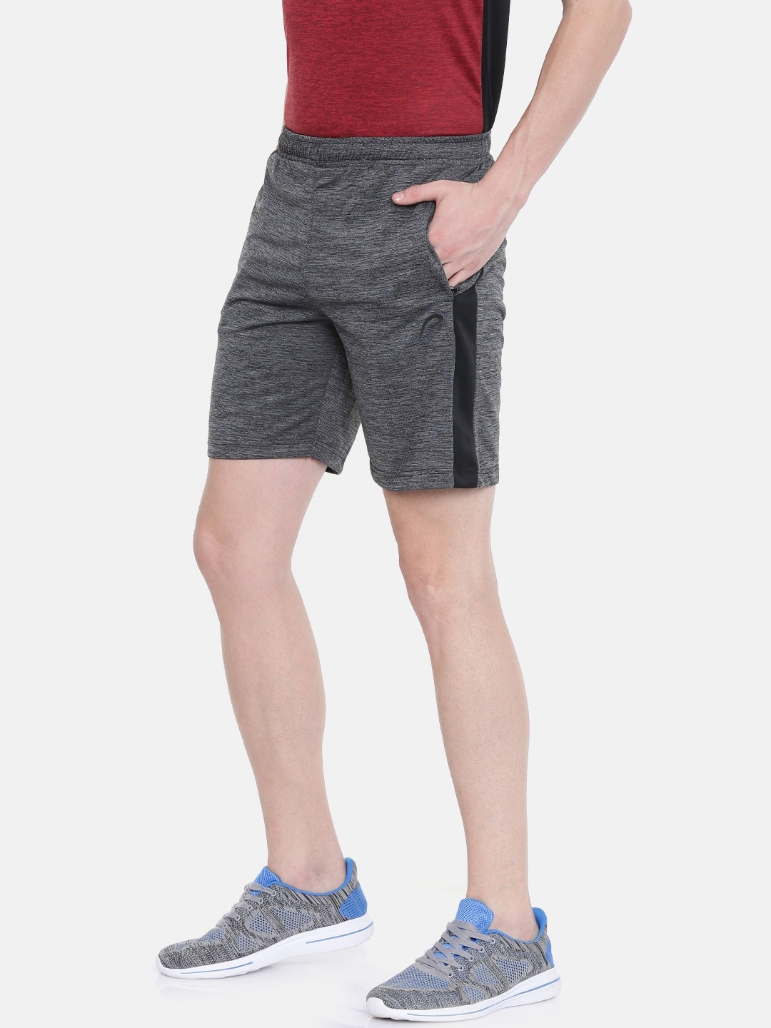 

Proline Active Men Grey Melange Solid Regular Fit Sports Shorts