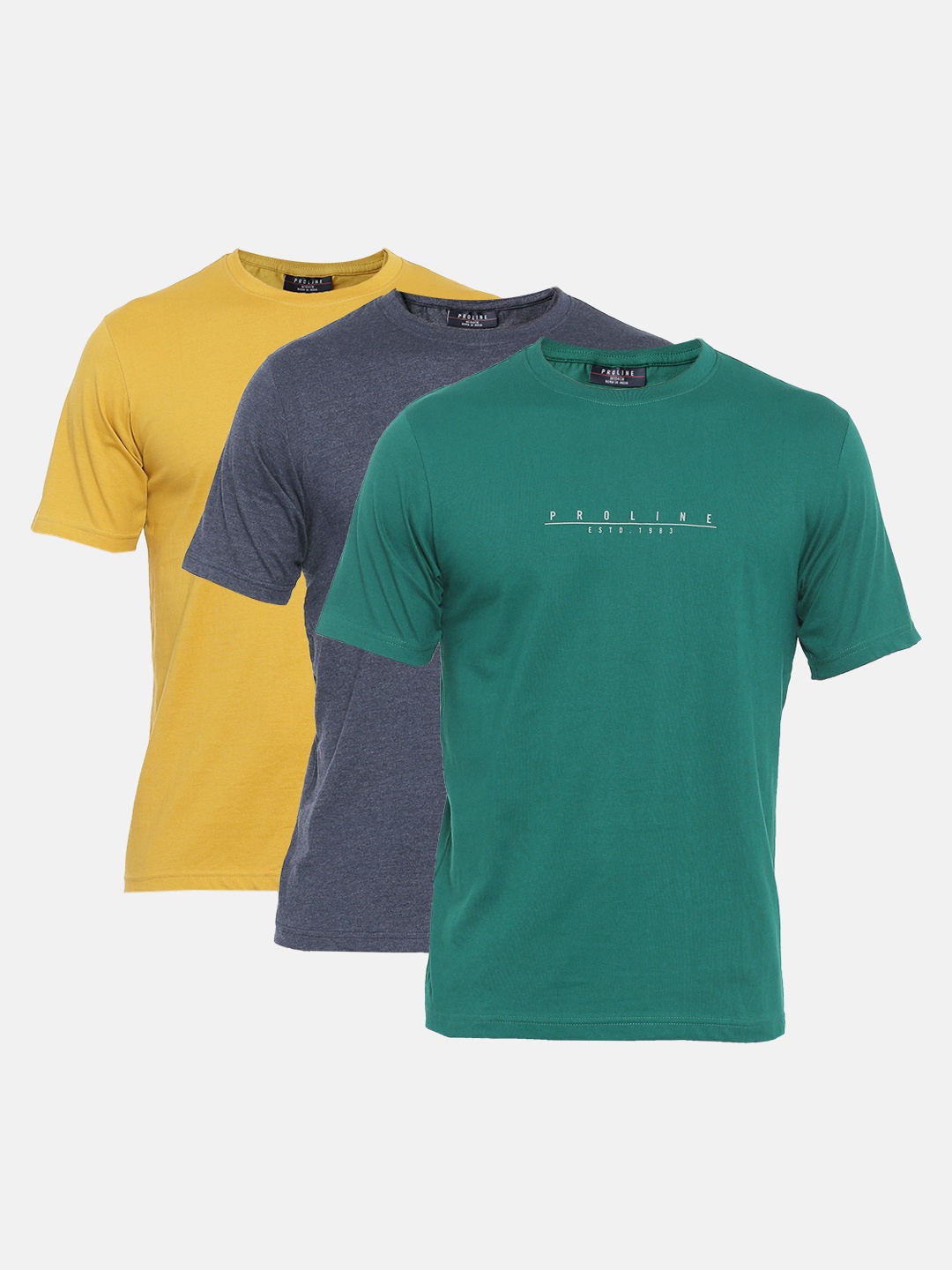 

Proline Active Men Pack of 3 Pure Cotton T-shirts, Green