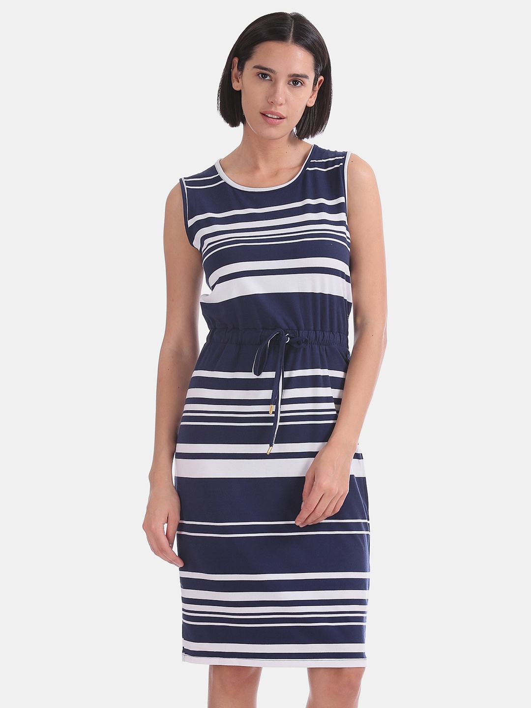 

U.S. Polo Assn. Women Women Blue & White Striped Sheath Dress