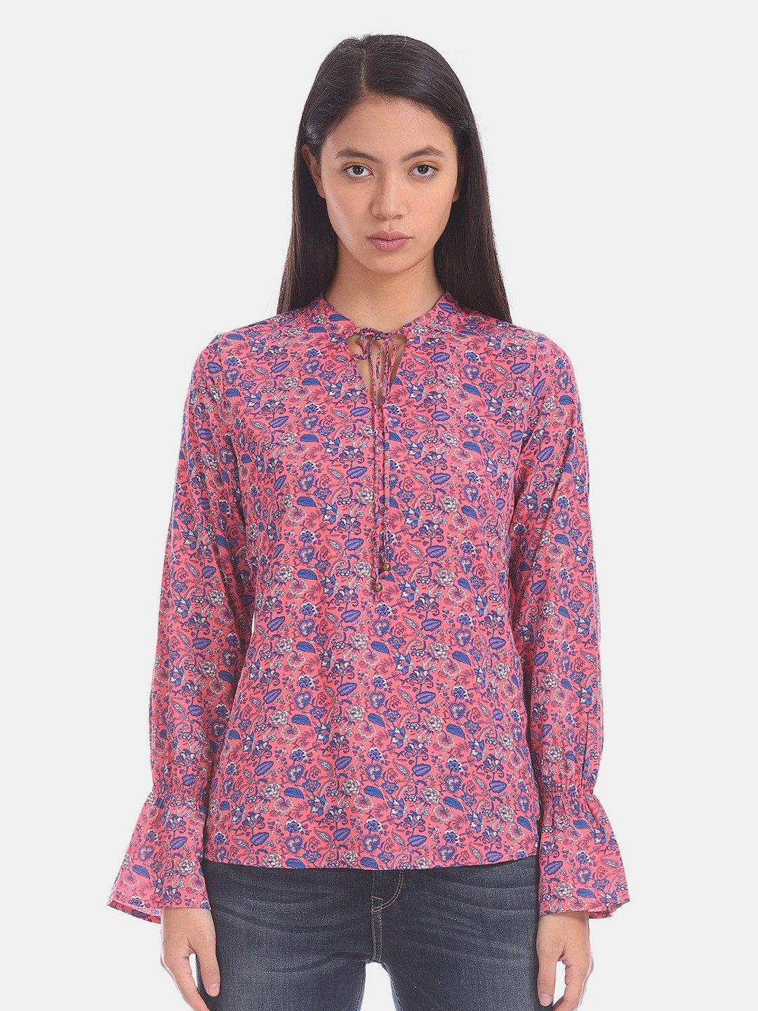 

U.S. Polo Assn. Women Pink Printed Pure Cotton Top