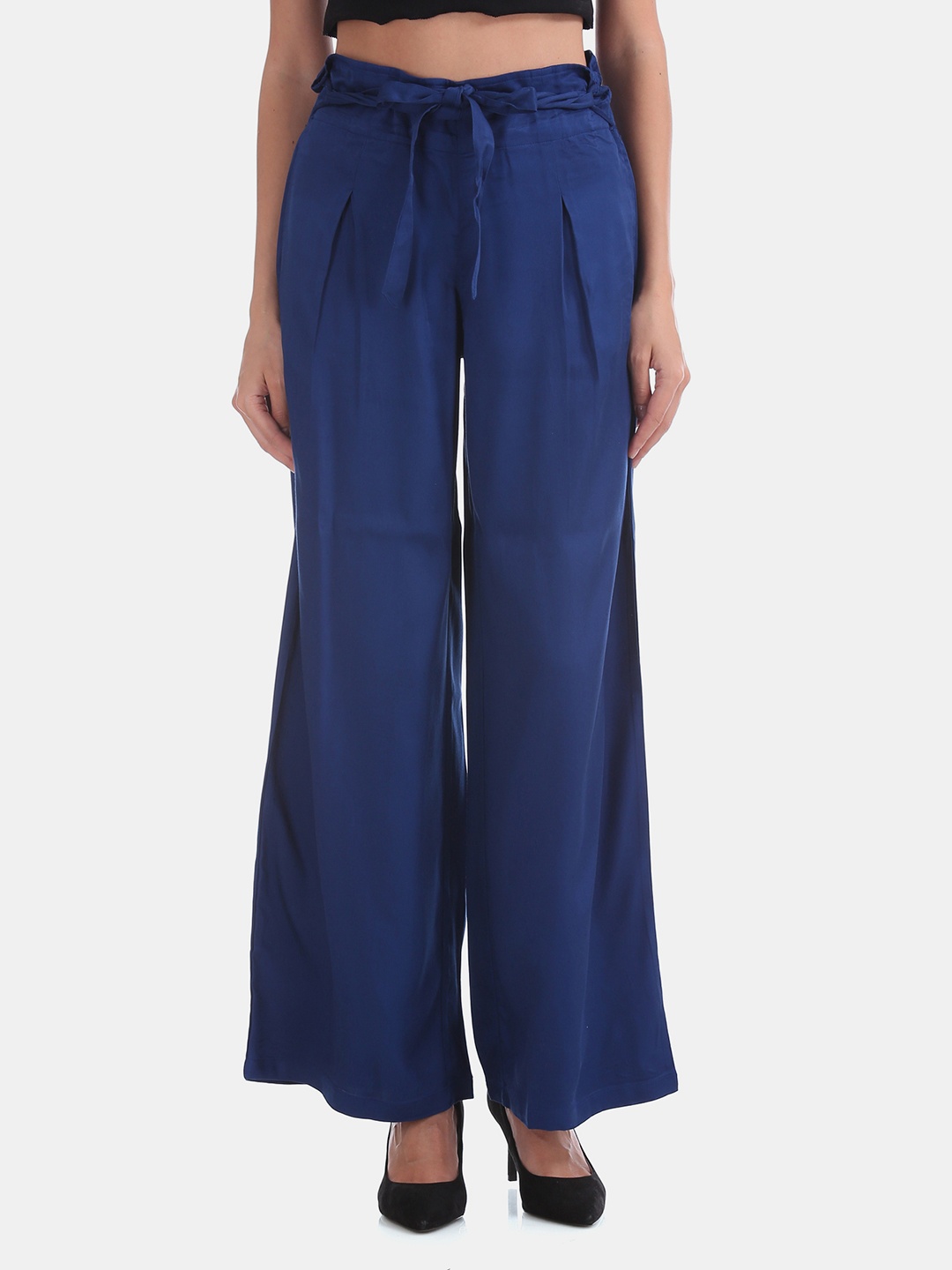 

U.S. Polo Assn. Women Blue Flared Solid Parallel Trousers