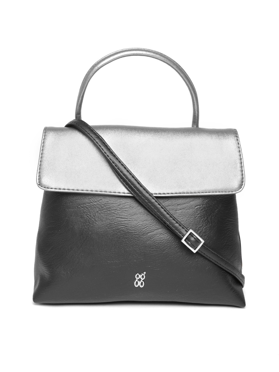 

Baggit Black & Silver-Toned Colourblocked Satchel