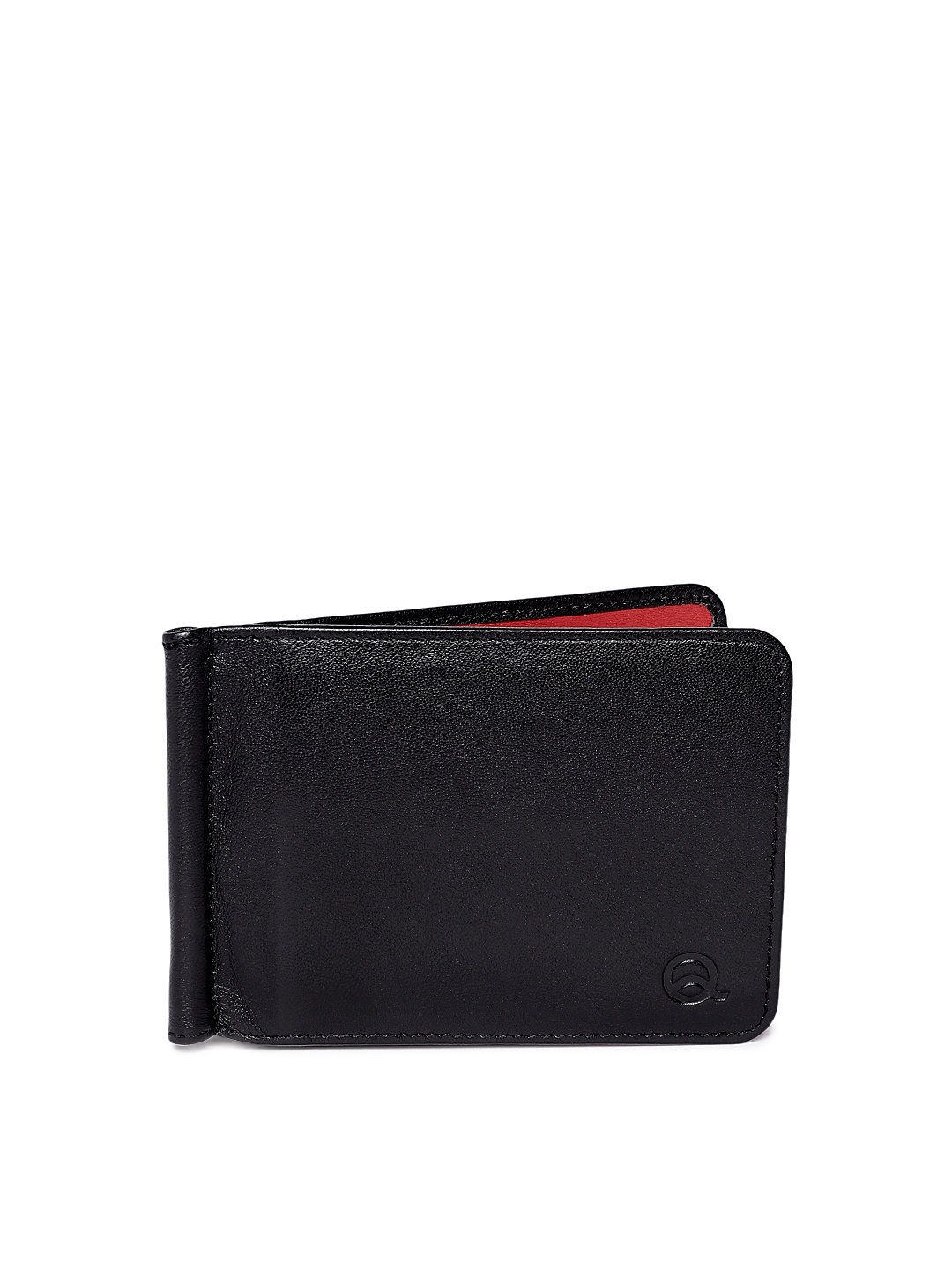

EVOQ Men Black & Red Solid Genuine Leather Card Holder