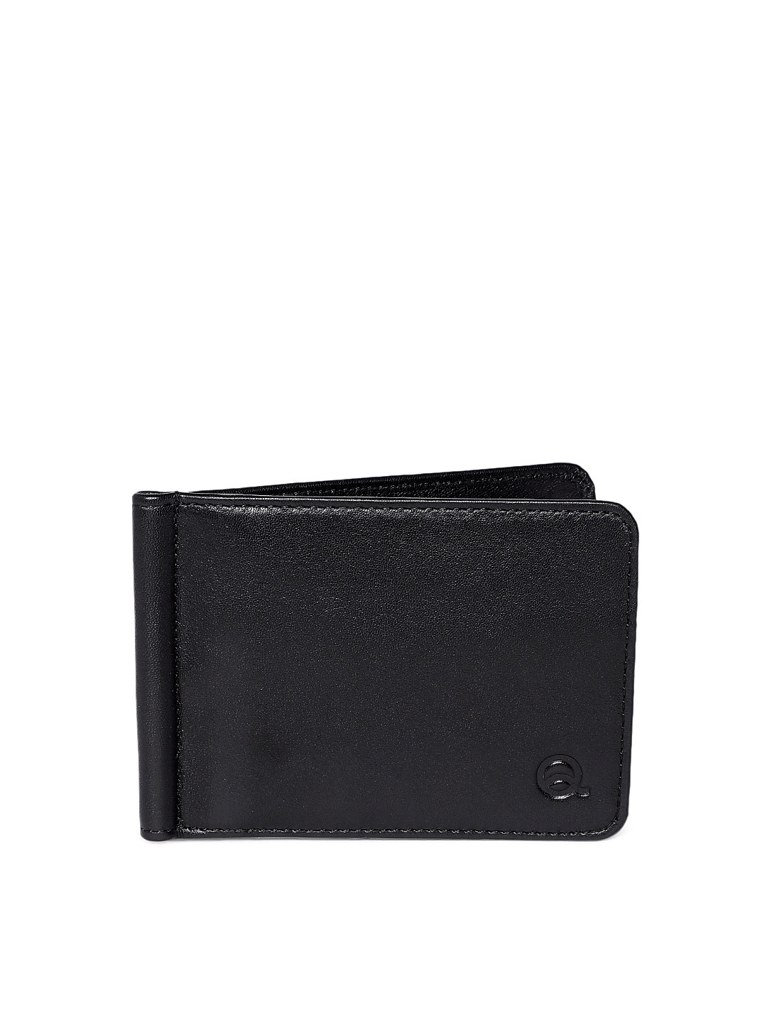 

EVOQ Men Black Solid Genuine Leather Card Holder
