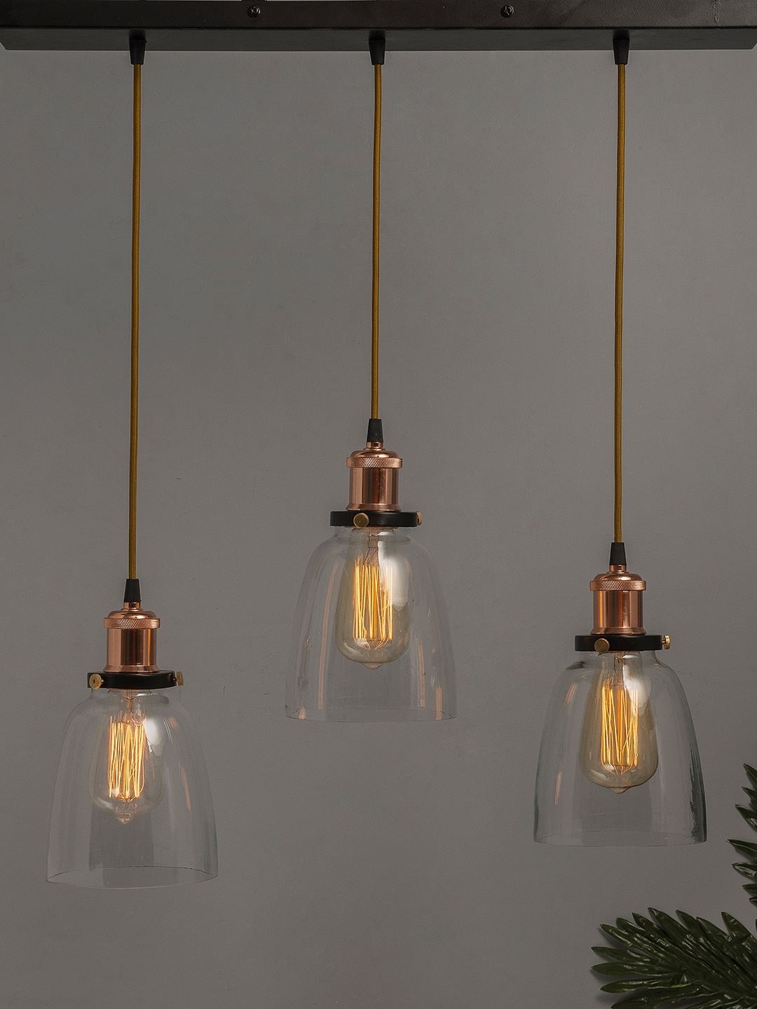 

Homesake Transparent Solid Handcrafted 3-Lights Cluster Lights, Copper