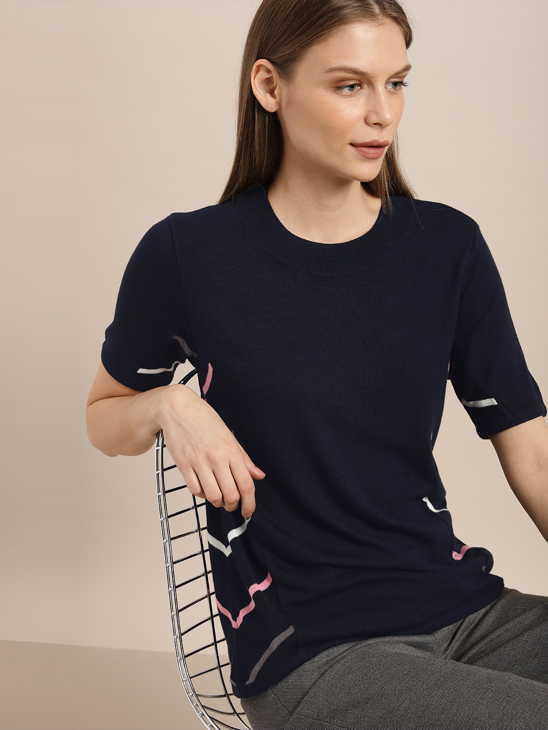 

her by invictus Women Navy Blue Solid Top