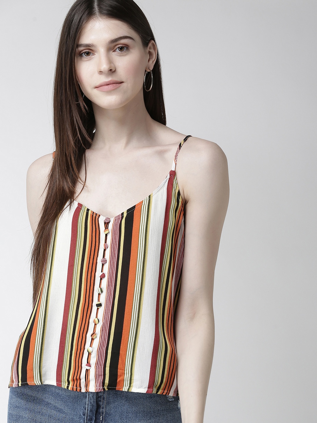 

FOREVER 21 Women Multicoloured Striped Top, Multi